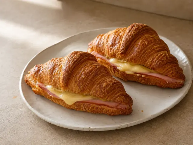 Croissanty z szynką i serem
