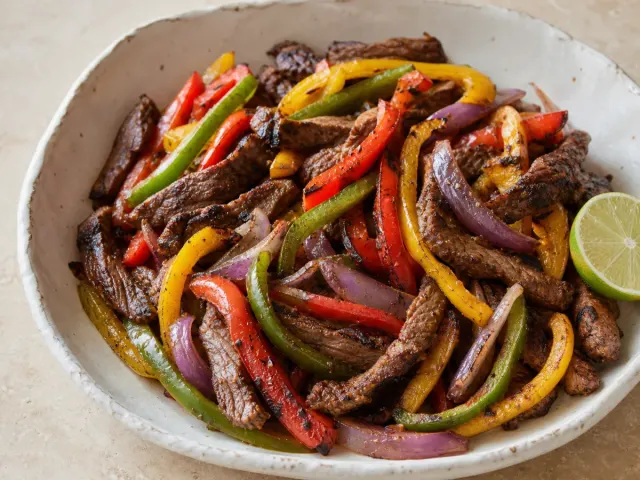 Fajitas wołowe z trzema paprykami