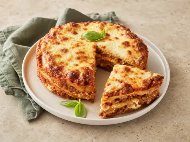 Lasagne bolognese w okrągłej formie