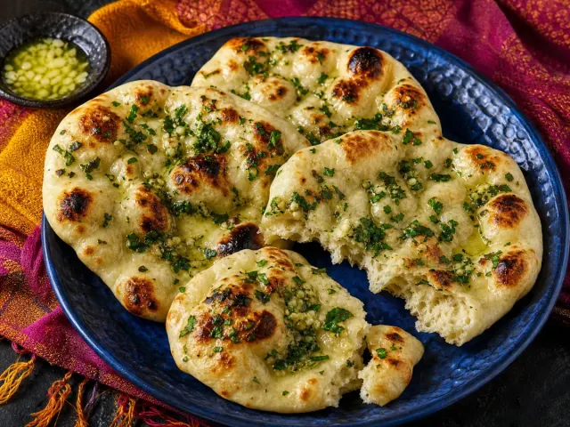 Naan czosnkowy z kolendrą