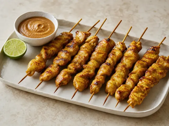 Szaszłyki satay z sosem orzechowym