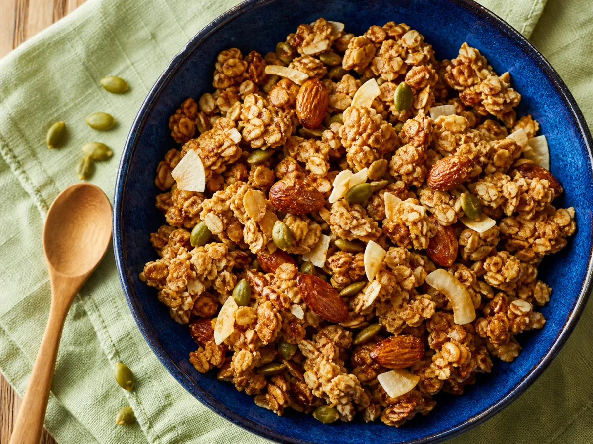 Granola migdałowo-kokosowa przygotowane w air fryerze