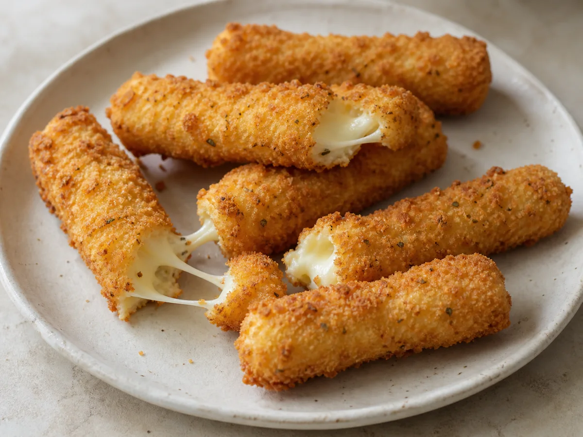Mozzarella sticks przygotowane w air fryerze