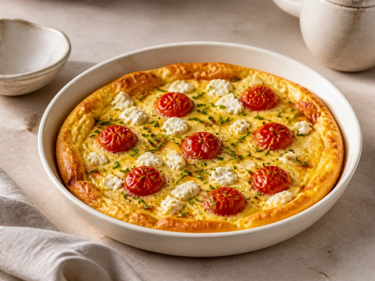 Omlet z pomidorkami i fetą przygotowane w air fryerze